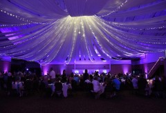 Overview of a reception with guests at their tables
